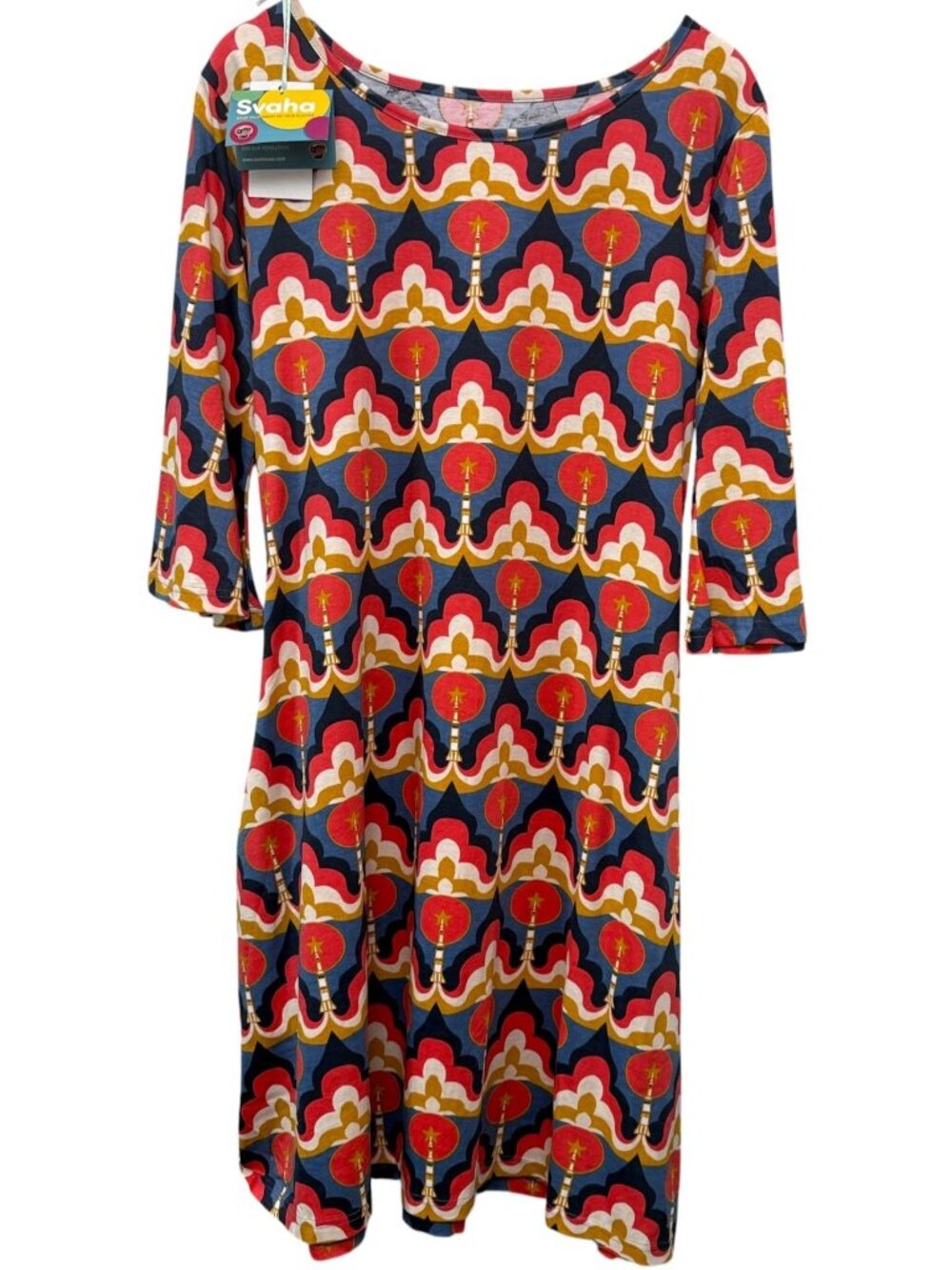 SVAHA Mod T-shirt Dress Large Space Shuttle Print Midi Organic Cotton NWT
